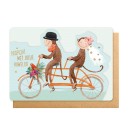 Wenskaart apen op fiets - Proficiat met jullie huwelijk [PS4532]